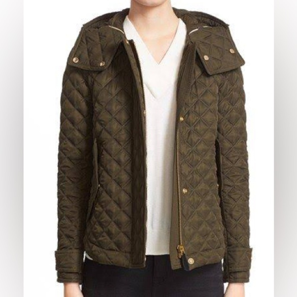 Burberry Brit 'Leightonbury' Quilted Hooded Jacket